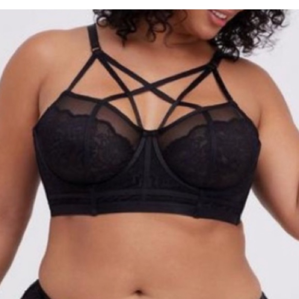 NWT Torrid bra bralette rhinestone strappy 3x $55 Lingerie lace